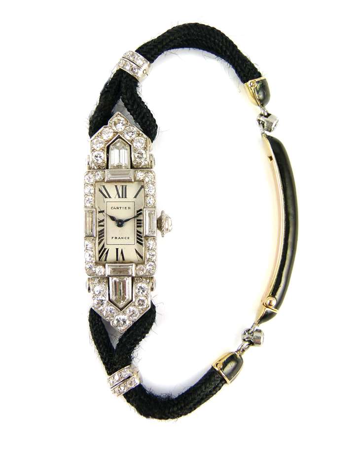 Diamond and platinum lady's dress wristwatch